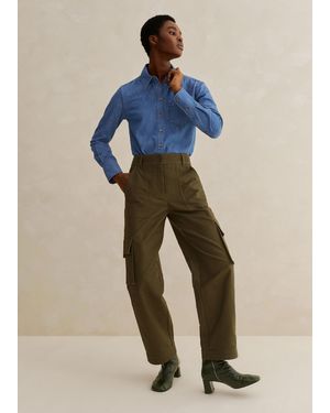 ME+EM Smart Cotton Low-Rise Cargo Trousers - Green