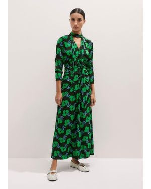 ME+EM Crepe Birds Of Paradise Maxi Dress + Belt - Green
