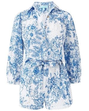 Melissa Odabash Suri Coastal Romper - Blue