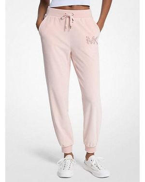 Michael Kors Embellished Logo Velour Sweatpants - Pink