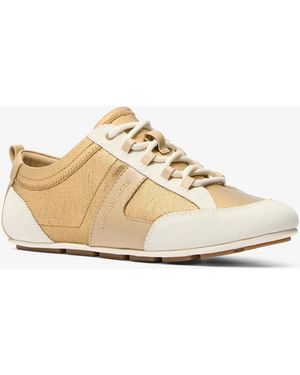 Michael Kors Keely Color-Block Metallic Leather Sneaker - Natural