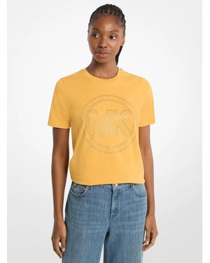 Michael Kors Studded Logo Charm Organic Cotton Jersey T-Shirt - Yellow