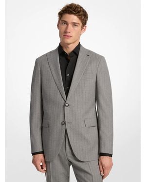 Michael Kors Mk Pinstripe Stretch Wool Blend Blazer - Grey