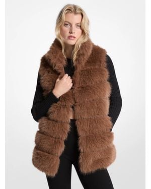 Michael Kors Quilted Faux Fur Vest - Brown