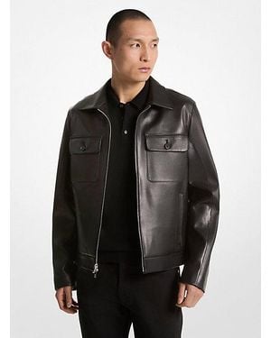 Michael Kors Mk Bonded Leather Jacket - Black