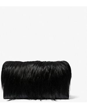 Michael Kors Jeanne Medium Shearling And Leather Envelope Clutch - Black