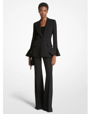 Michael Kors Mk Double Crepe Sablé Flare-Sleeve Blazer - Black