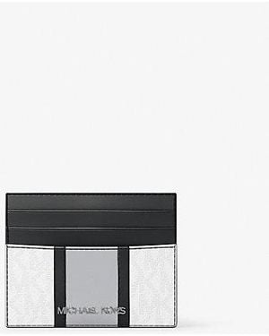 Michael Kors Cooper Striped Signature Logo Card Case - White
