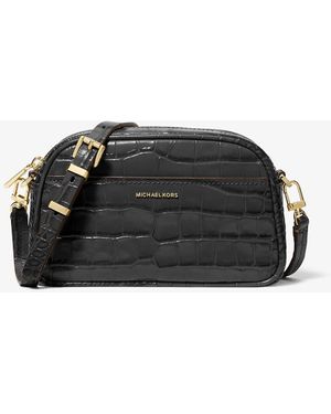 MICHAEL Michael Kors Mk Jet Set Small Crocodile Embossed Leather Crossbody Bag - Black