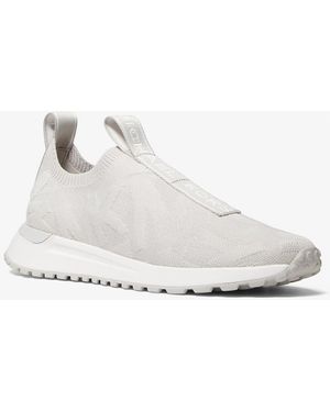 Michael Kors Mk Bodie Logo Embossed Stretch Knit Slip-On Trainer - White