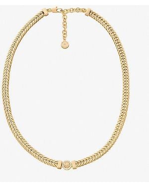 Michael Kors Pavé Logo Foxtail Chain Necklace - White
