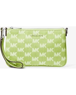 Michael Kors Jet Set Travel Small Logo Jacquard Denim Wristlet - Green