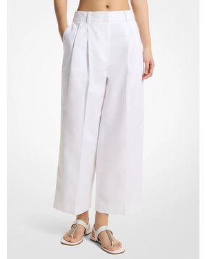 MICHAEL Michael Kors Mk Pleated Linen And Cotton Wide-Leg Trousers - White