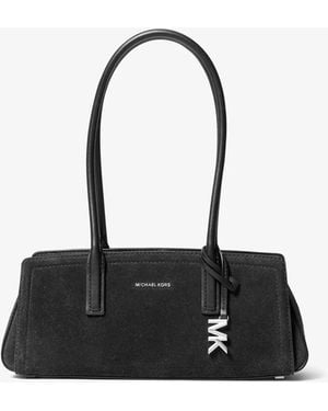 Michael Kors Laila Small Suede Shoulder Bag - Black