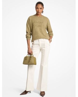 Michael Kors Logo Appliqué Knit Sweater - White