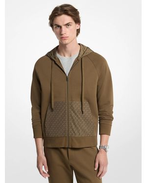 Michael Kors Mk Cotton Blend Zip-Up Hoodie - Green