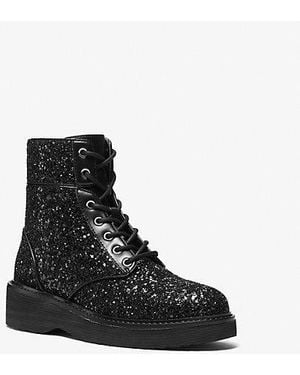 MICHAEL Michael Kors Mk Aniya Glitter Combat Boot - Black