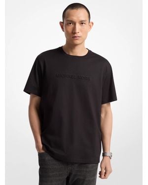 Michael Kors Logo Embossed Cotton T-Shirt - Black