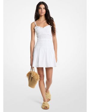 MICHAEL Michael Kors Mkvestido Fruncido De Popelina De Algodón - Blanco