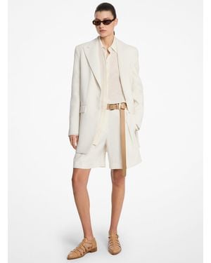 Michael Kors Mk Linen Boyfriend Blazer - Natural