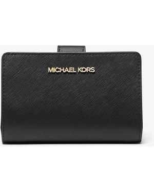 Michael Kors Outlet Medium Crossgrain Leather Wallet - White