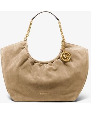 MICHAEL Michael Kors Mk Indie Large Suede Tote Bag - Natural