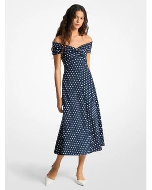 MICHAEL Michael Kors Polka Dot Stretch Matte-Jersey Dress - Blue