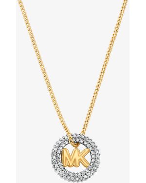 Michael Kors Pavé And Logo Charm Two-Tone Necklace - White