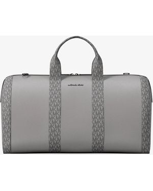 Michael Kors Cooper Pebbled Leather And Signature Logo Duffel Bag - Gray