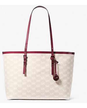 Michael Kors Mk Quinn Large Logo Jacquard Tote Bag With Pouch - Natural