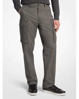 Michael Kors Mk Houndstooth Cotton Zip Cargo Trousers - Grey