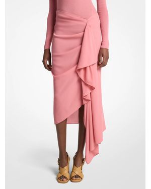 Michael Kors Michael Kors Wool Crepe Cascade Skirt - Pink