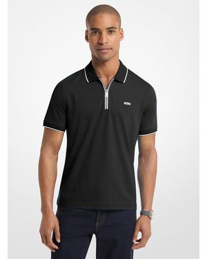 Michael Kors Outlet Mkpolo De Punto Liso De Algodón Con Cremallera - Negro