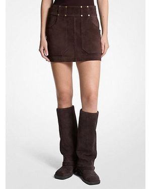 MICHAEL Michael Kors Mk Suede Mini Skirt - Black