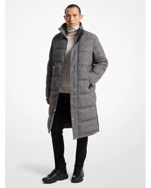 Michael Kors Prince Of Wales Quilted Puffer Coat - Grey