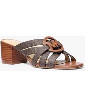 Michael Kors Mk Erika Signature Logo Sandal - Brown