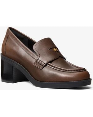 Michael Kors Jennings Burnished Leather Loafer Pump - Brown