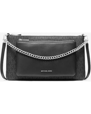Michael Kors Mkbandolera Jet Set Mediana Transformable Con Logotipo - Gris