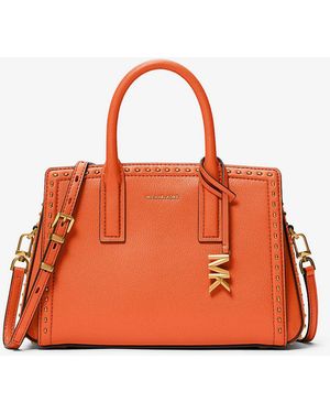 MICHAEL Michael Kors Mk Laila Small Studded Leather Satchel - Orange