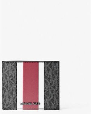 Michael Kors Cooper Striped Signature Logo Billfold Wallet - White