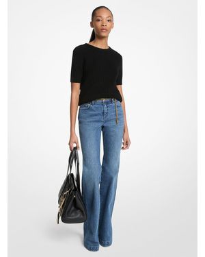 MICHAEL Michael Kors Mk Stretch Cotton Belted Flared Jeans - Blue