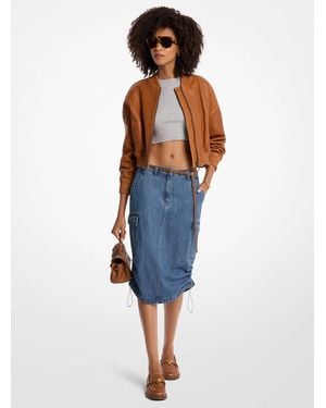 MICHAEL Michael Kors Michael Kors Ruched Denim Midi Skirt - Blue