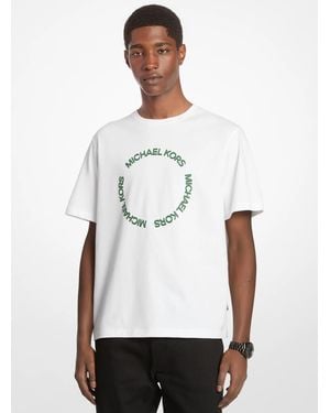 Michael Kors Mk Embroidered Logo Cotton T-Shirt - White