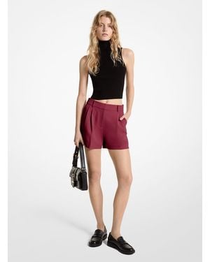MICHAEL Michael Kors Mk Pleated Crepe Shorts - Red