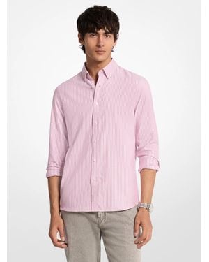 Michael Kors Mk Classic-Fit Striped Cotton Shirt - Pink