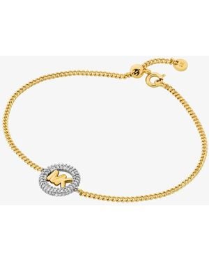 Michael Kors Pavé And Logo Charm Two-Tone Slider Bracelet - White