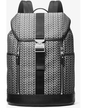 Michael Kors Mochila De Aviador Eli De Jacquard Con Logotipo Mk2000 - Gris