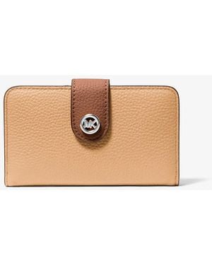 Michael Kors Mk Pop Charm Medium Pebbled Leather Wallet - Natural
