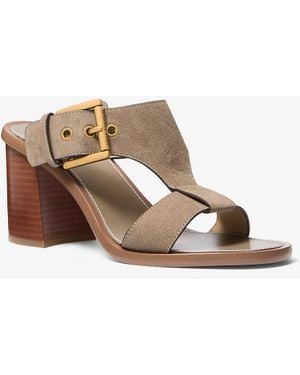 MICHAEL Michael Kors Mk Irene Suede Block Heel Sandal - Natural