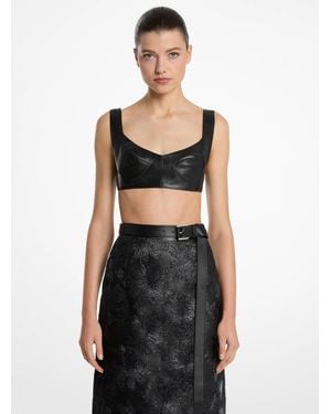 Michael Kors Mk Plongé Leather Bra Top - Black